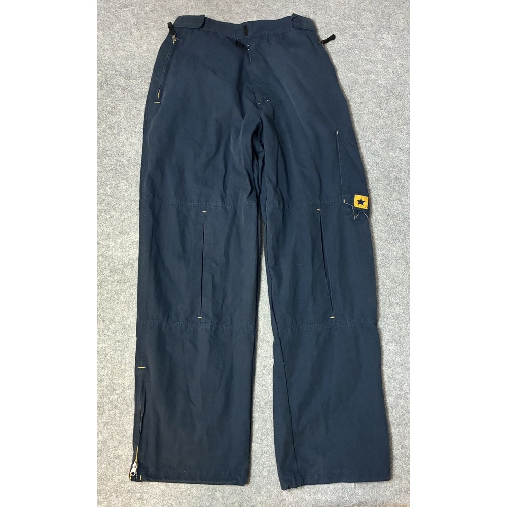 Vtg Y2K Plugg Tech Cargo Track Pants Navy Blue Baggy Wide Leg Rave Mens 30x32